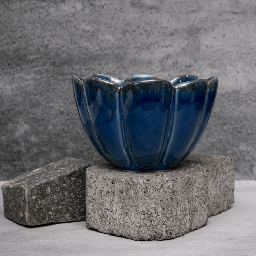 Blue Petal Serving Bowl By Shivika's Pottery