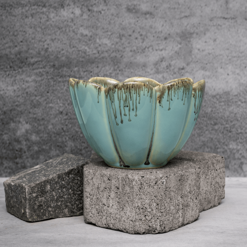 Light Green Drip Pattern Bowl By Shivika's Pottery