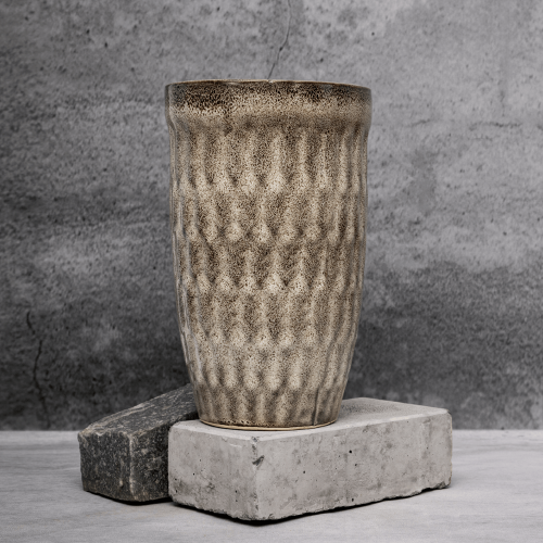 Beige Textured Planter By Shivika's Pottery