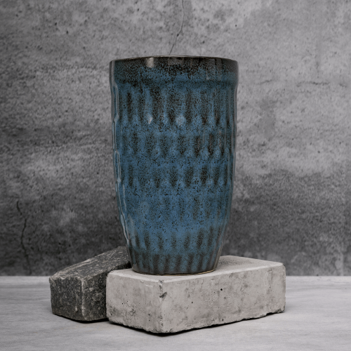 Blue Textured Planter By Shivika's Pottery