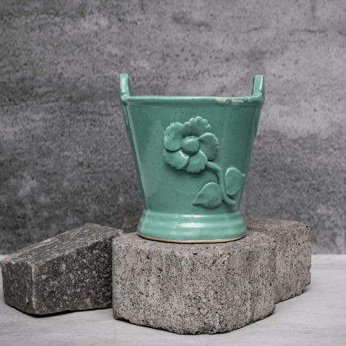 Turquoise Flower Planter By Shivika's Pottery