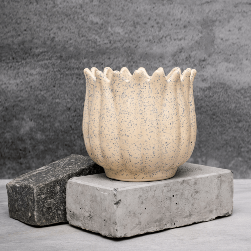 Beige Lotus Planter By Shivika's Pottery