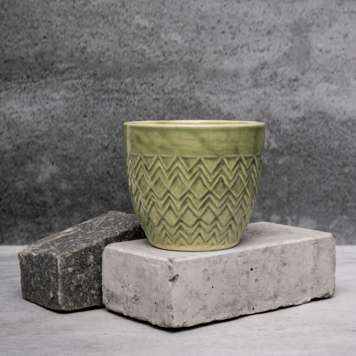 Light Green Zig Zag Planter By Shivika's Pottery