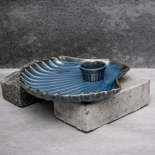 Blue Oyster Platter By Shivika's Pottery