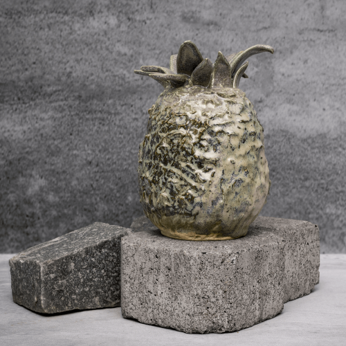 Green Rustic Pineapple Showpiece Display By Shivika's Pottery