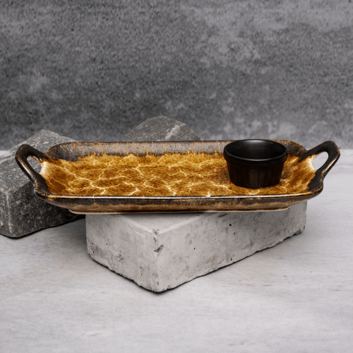 Ochre Serving Tray By Shivika's Pottery