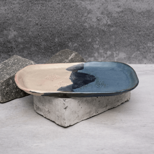 Blue Dual Tone Serving Tray By Shivika's Pottery