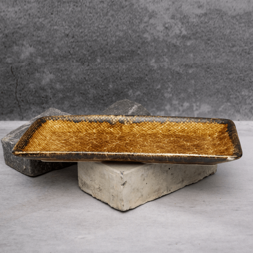 Brown Textured Serving Tray By Shivika's Pottery