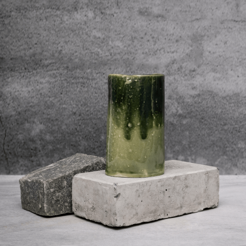 Dual Tone Green Vase By Shivika's Pottery