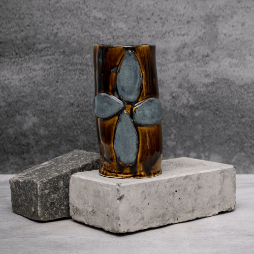 Blue and Brown Leaf Vase By Shivika's Pottery